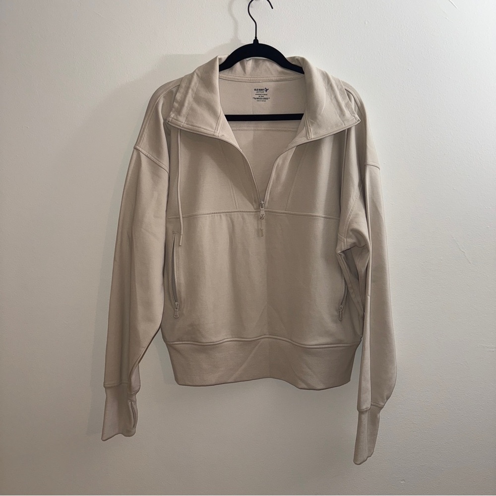 Old Navy Cream Women's Quarter-Zip Sweatshirt